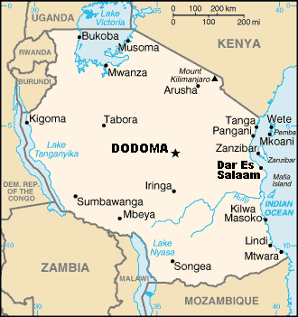 Mappa del Tanzania